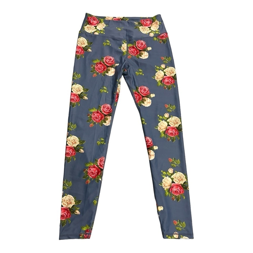 Fit Booty Blue Floral Full Length Leggings Size 2XL